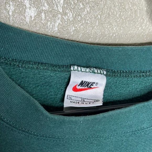 Vintage 90s Nike Swoosh Forest Green Sweatshirt Crewneck Made In USA XL - Picture 4 of 4
